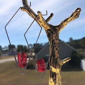 Ruby Red Quartz and White Gold Earrings